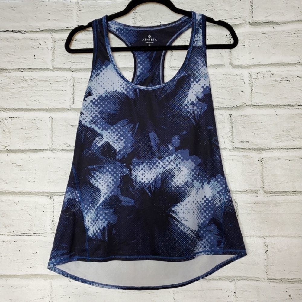 Athelta Navy Print Racerback Athletic Tank Size Medium